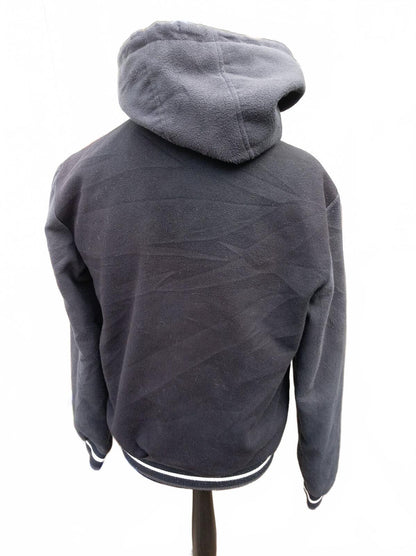 Champion Varsity Patch Quilted Hoodie Jacket Black Men's Medium Full Zip