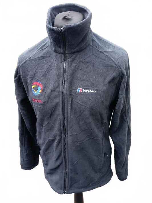 Vintage Berghaus Total Oil Gas Full Zip Fleece Jacket Black Men's Small E&P