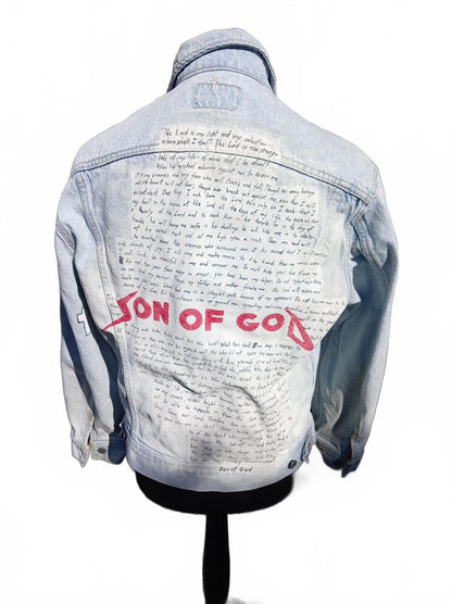 Vintage Lee Custom Light Wash Denim Jacket | Hand-Painted ‘Son of God’ - Large