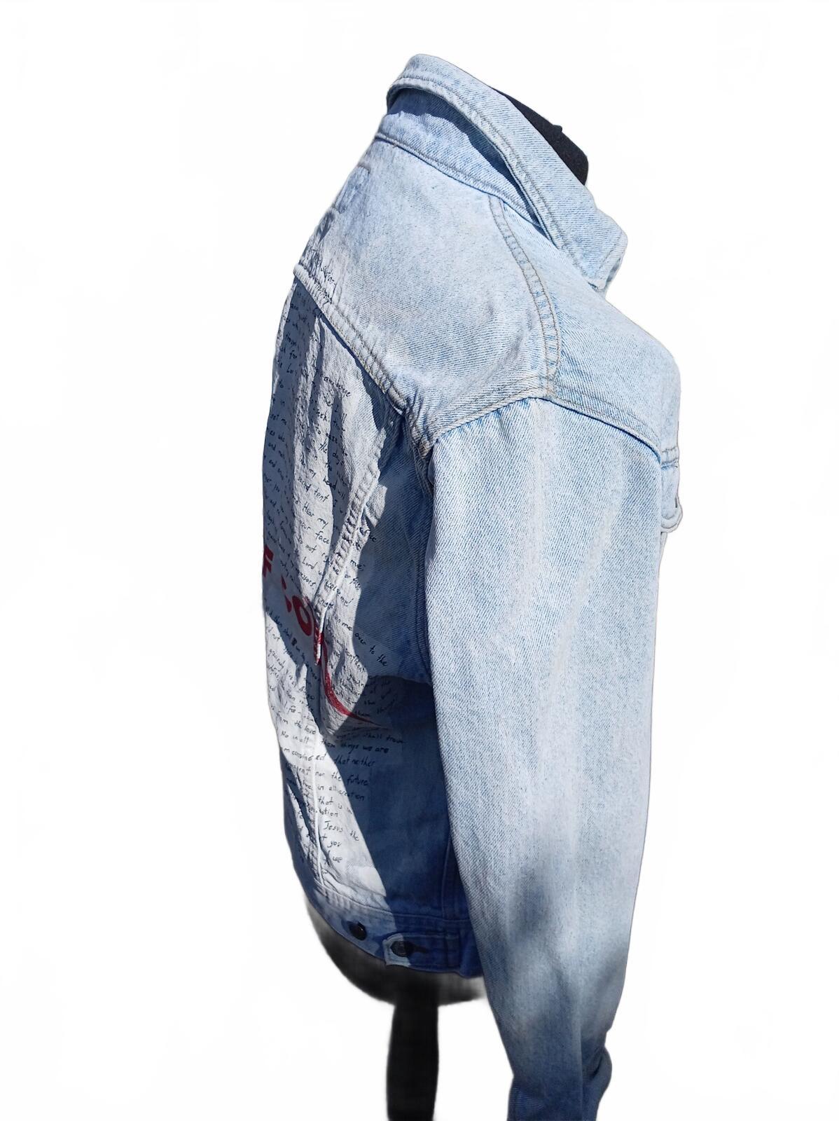 Vintage Lee Custom Light Wash Denim Jacket | Hand-Painted ‘Son of God’ - Large
