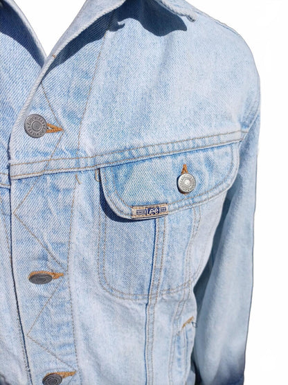 Vintage Lee Custom Light Wash Denim Jacket | Hand-Painted ‘Son of God’ - Large