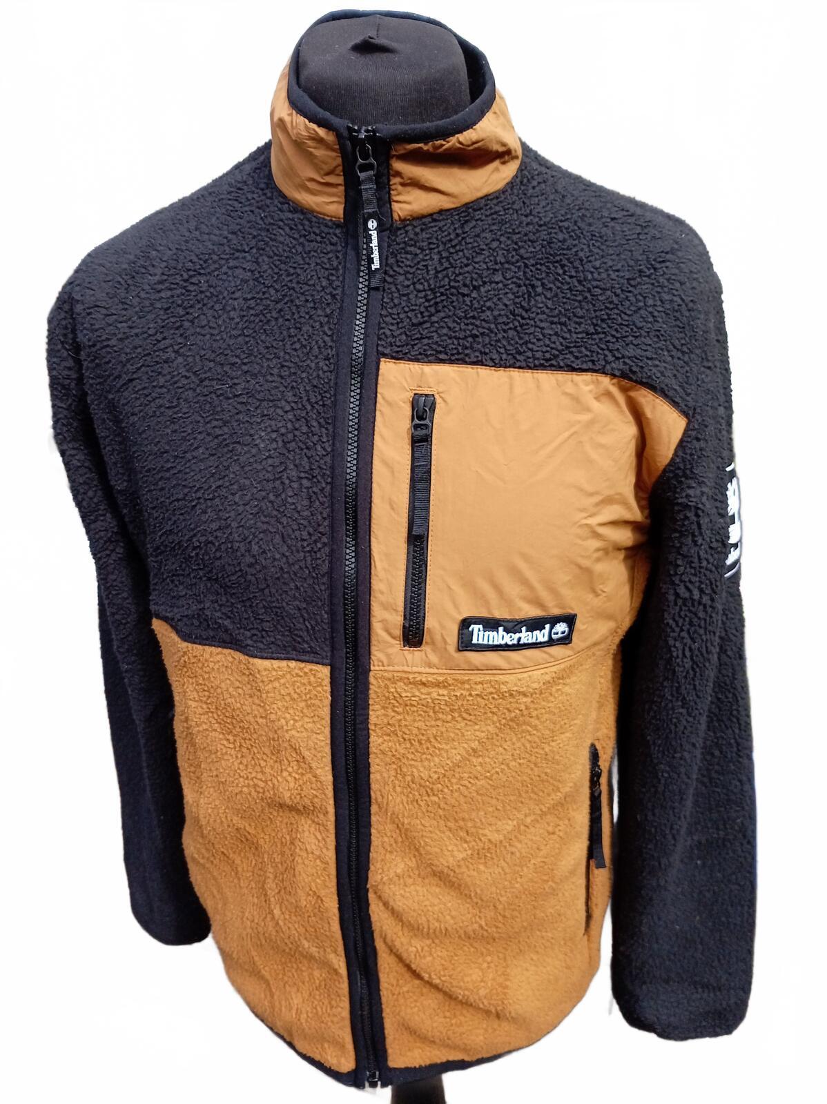 Timberland Men’s Sherpa Fleece Jacket | Tan/Brown & Black | Size Medium