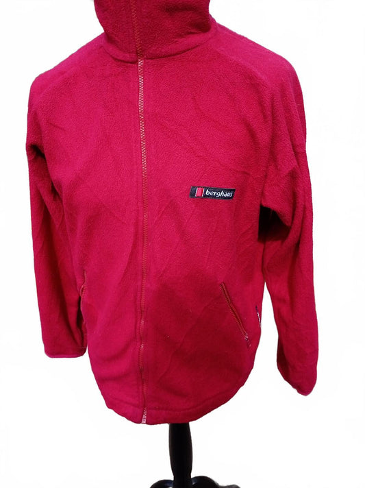 Vintage 80s BERGHAUS Fleece Jacket Medium Red Made In GB Rave Gorpcore