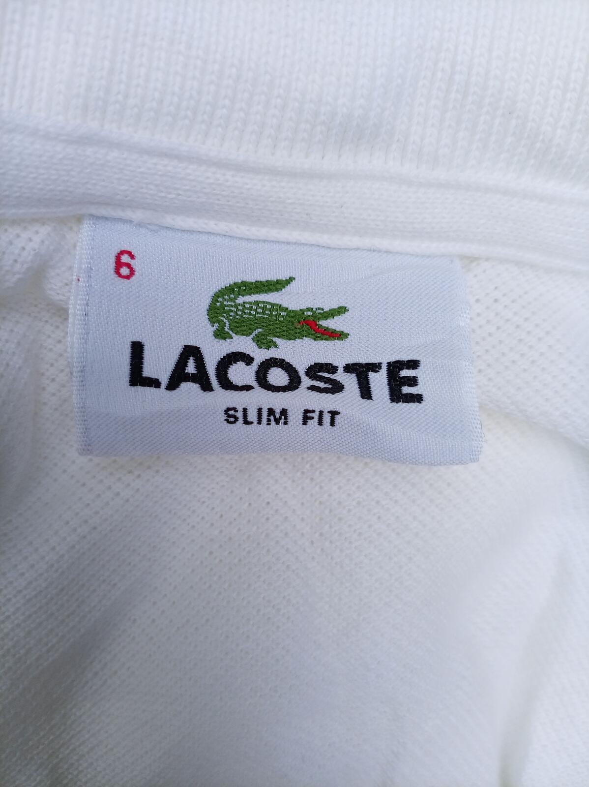 Lacoste Mens Polo Shirt White Slim Fit Size 6 XL Classic Piqué Short Sleeve