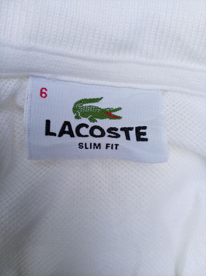 Lacoste Mens Polo Shirt White Slim Fit Size 6 XL Classic Piqué Short Sleeve