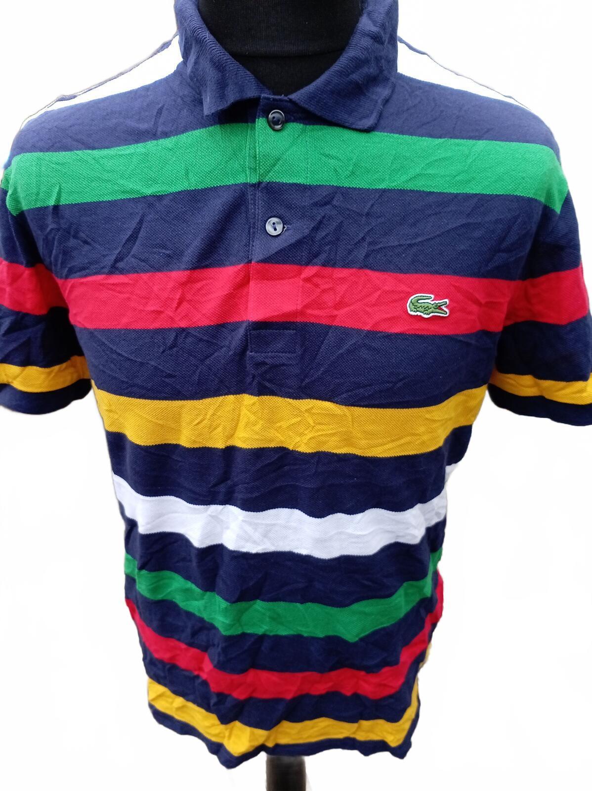 Lacoste x Hudsons Bay Company Striped Polo Shirt Mens Large L Multi Colour Croc