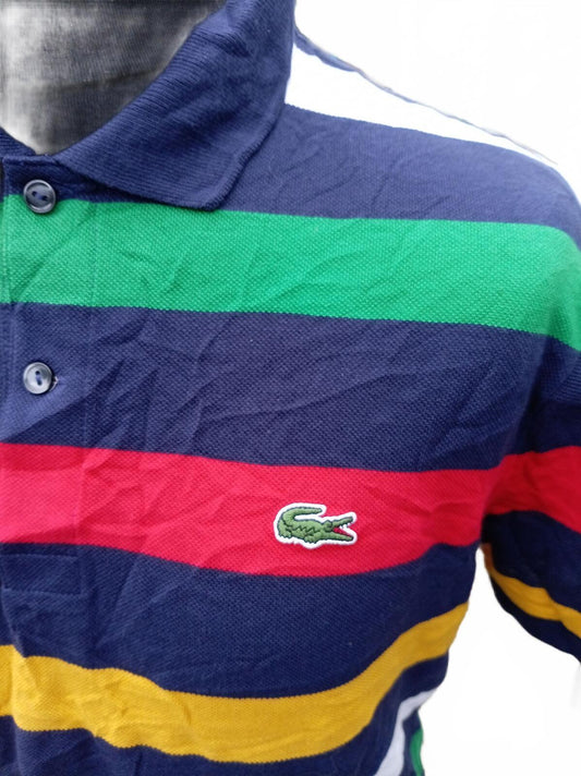 Lacoste x Hudsons Bay Company Striped Polo Shirt Mens Large L Multi Colour Croc