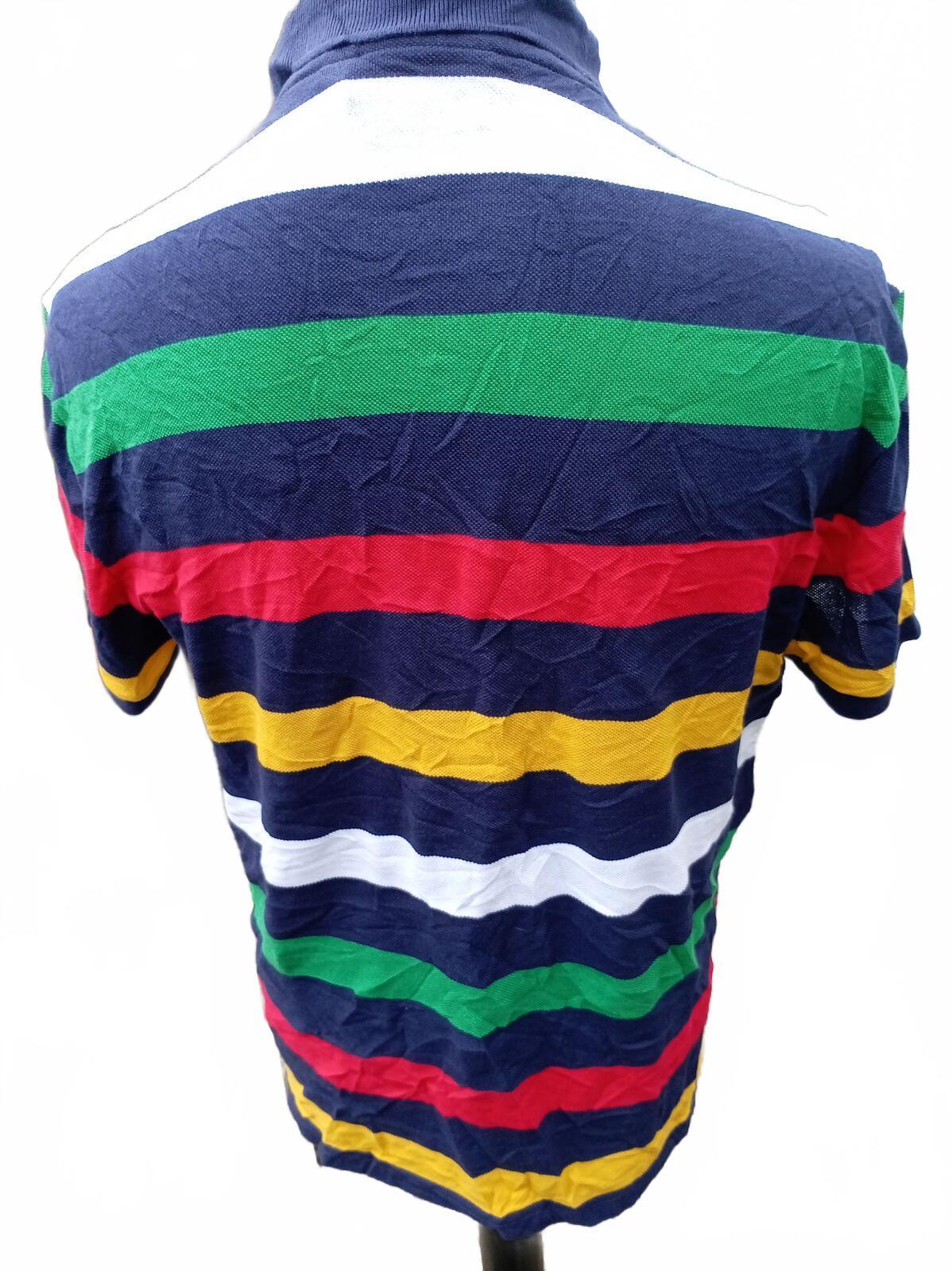 Lacoste x Hudsons Bay Company Striped Polo Shirt Mens Large L Multi Colour Croc