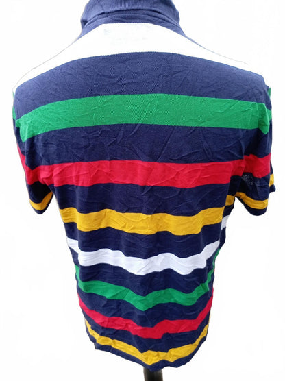 Lacoste x Hudsons Bay Company Striped Polo Shirt Mens Large L Multi Colour Croc