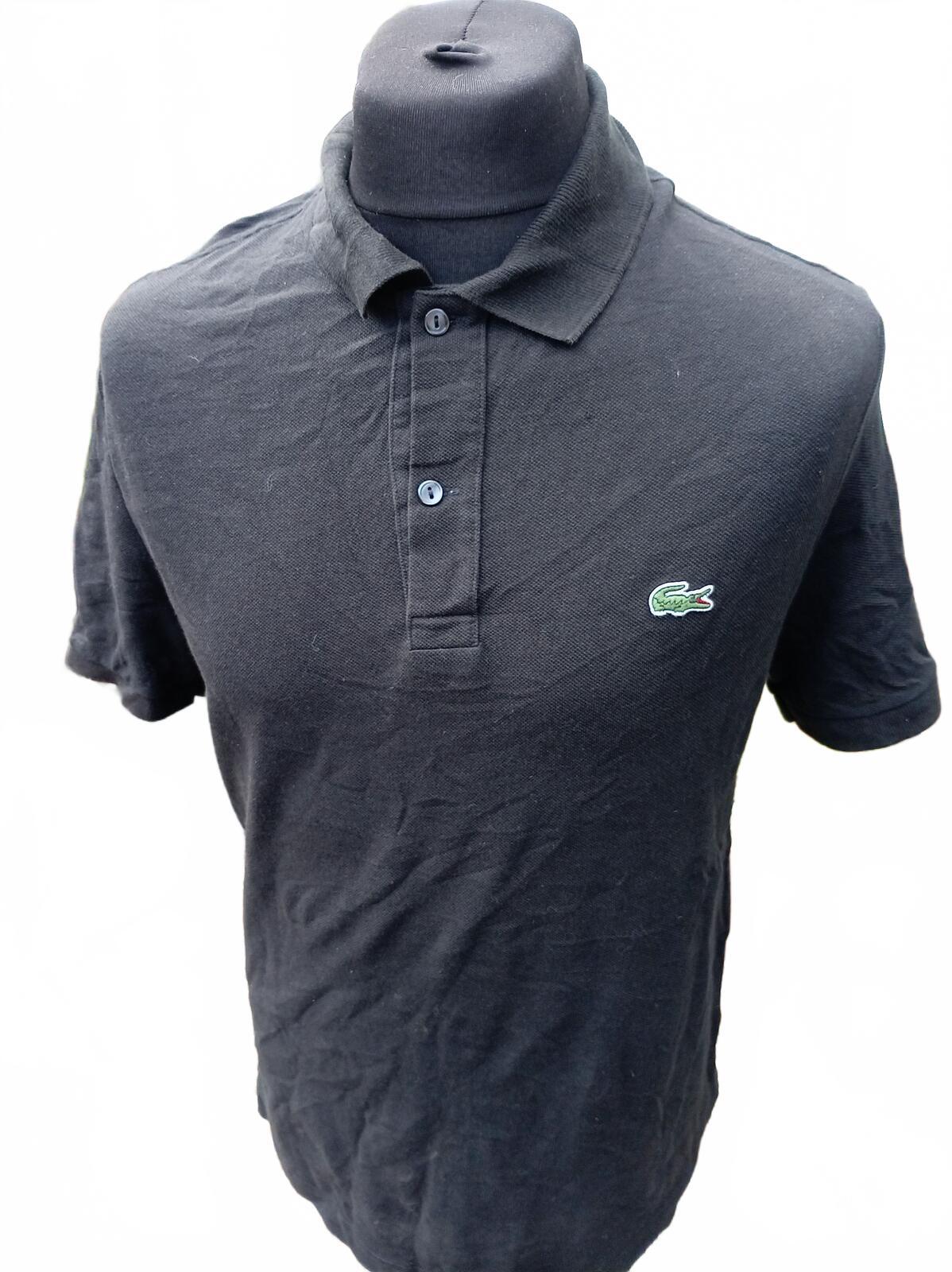 Lacoste Mens Polo Shirt Large Size 5 Black Classic Piqué Short Sleeve Croc