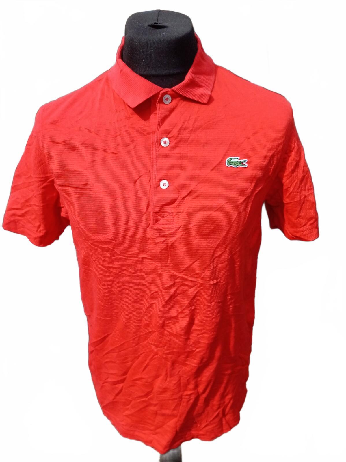Lacoste Mens Polo Shirt Medium Size 4 Red Classic Piqué 3-Button Short Sleeve