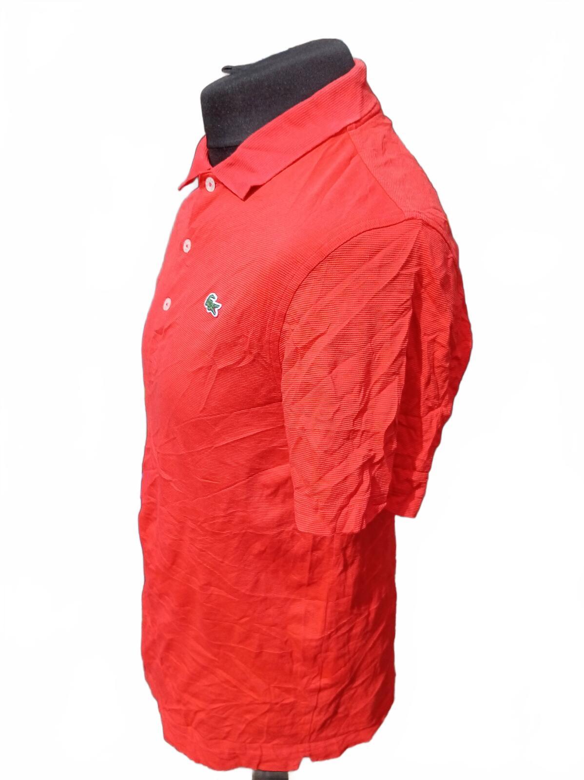 Lacoste Mens Polo Shirt Medium Size 4 Red Classic Piqué 3-Button Short Sleeve