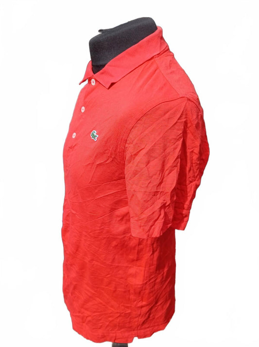 Lacoste Mens Polo Shirt Medium Size 4 Red Classic Piqué 3-Button Short Sleeve