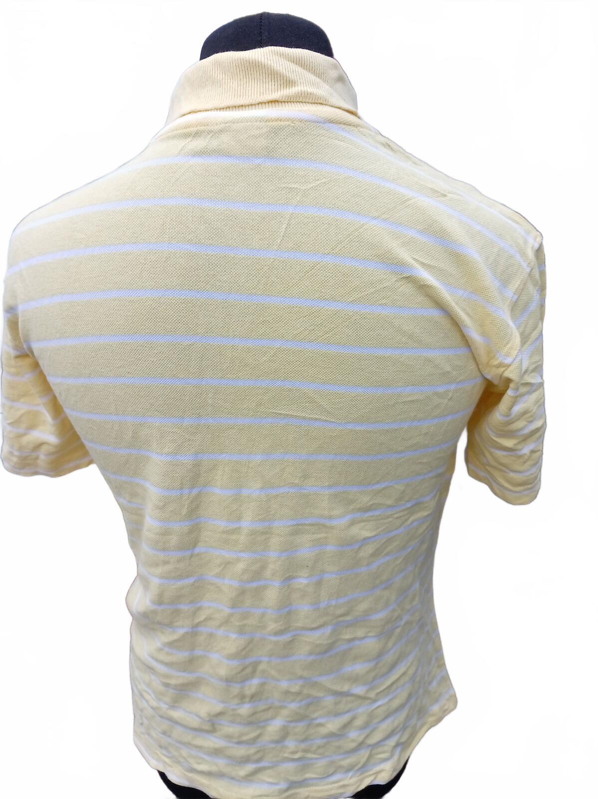 Lacoste Mens Polo Shirt Small Size 3 Pastel Yellow White Striped Piqué