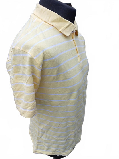 Lacoste Mens Polo Shirt Small Size 3 Pastel Yellow White Striped Piqué