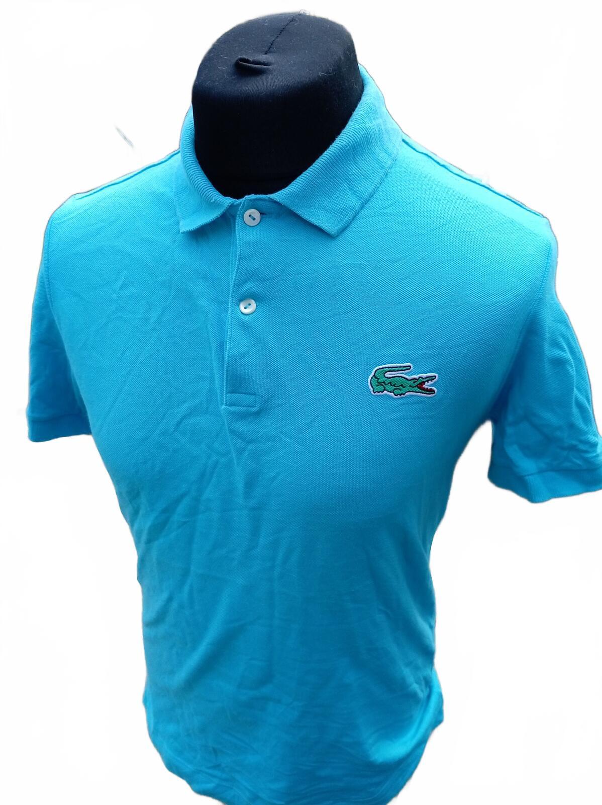Lacoste Live Men’s Big Logo Polo Shirt Turquoise Cyan Blue Size 3 S Small Rare