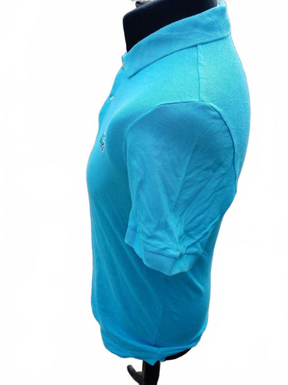 Lacoste Live Men’s Big Logo Polo Shirt Turquoise Cyan Blue Size 3 S Small Rare