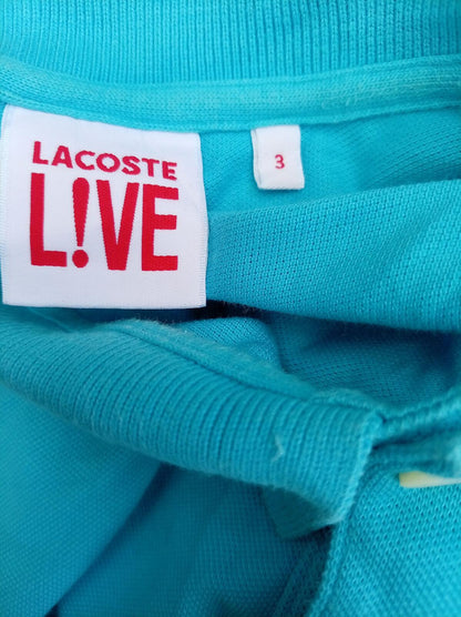 Lacoste Live Men’s Big Logo Polo Shirt Turquoise Cyan Blue Size 3 S Small Rare