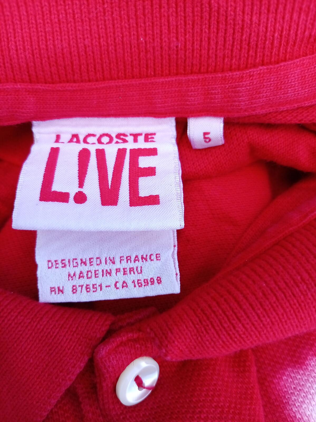 Lacoste Live Men’s Bleach Tie Dye Polo Shirt Red White Size 5 L Large Streetwear