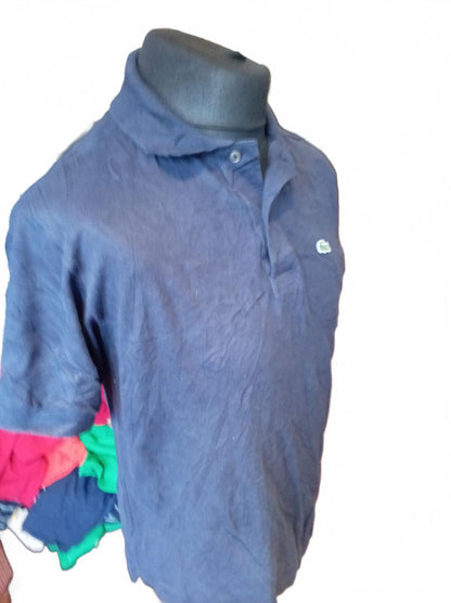 Lacoste Men's Polo Shirt Size 5 Large L Blue Short Sleeve Classic Pique Logo