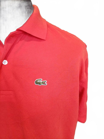Lacoste Red Short Sleeve Polo Shirt with Crocodile Logo - Size 7 - XXL