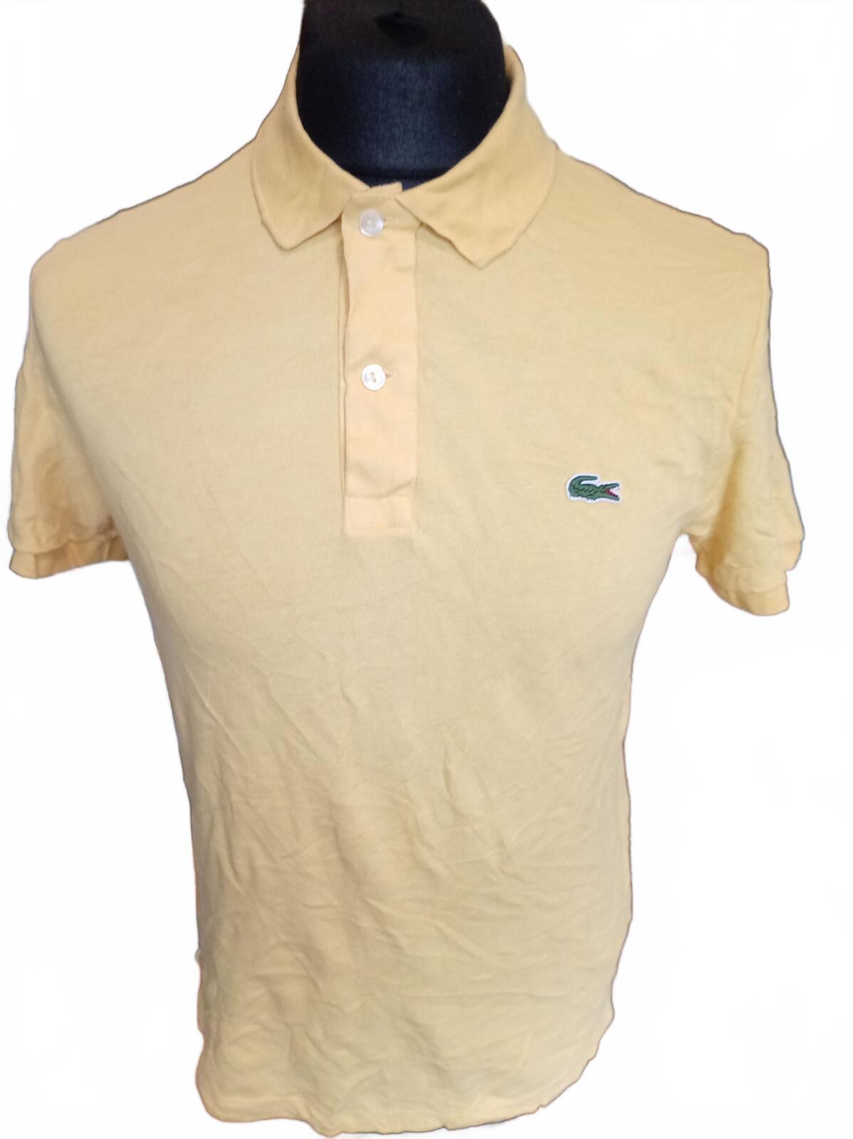 Lacoste Men's Polo Shirt Size 4 Medium M Yellow Slim Fit Short Sleeve Pique Croc
