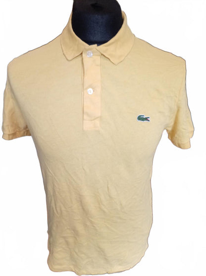 Lacoste Men's Polo Shirt Size 4 Medium M Yellow Slim Fit Short Sleeve Pique Croc