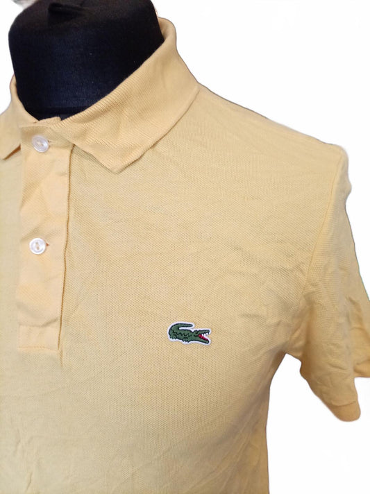 Lacoste Men's Polo Shirt Size 4 Medium M Yellow Slim Fit Short Sleeve Pique Croc