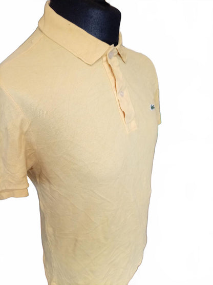 Lacoste Men's Polo Shirt Size 4 Medium M Yellow Slim Fit Short Sleeve Pique Croc
