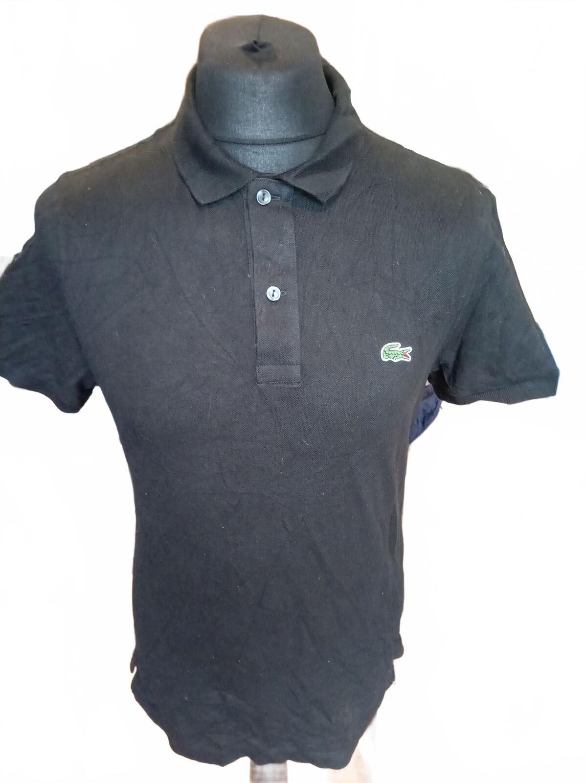 Lacoste Men's Polo Shirt Size 4 Medium M Black Slim Fit Short Sleeve Pique Croc