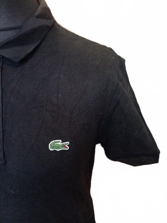 Lacoste Men's Polo Shirt Size 4 Medium M Black Slim Fit Short Sleeve Pique Croc