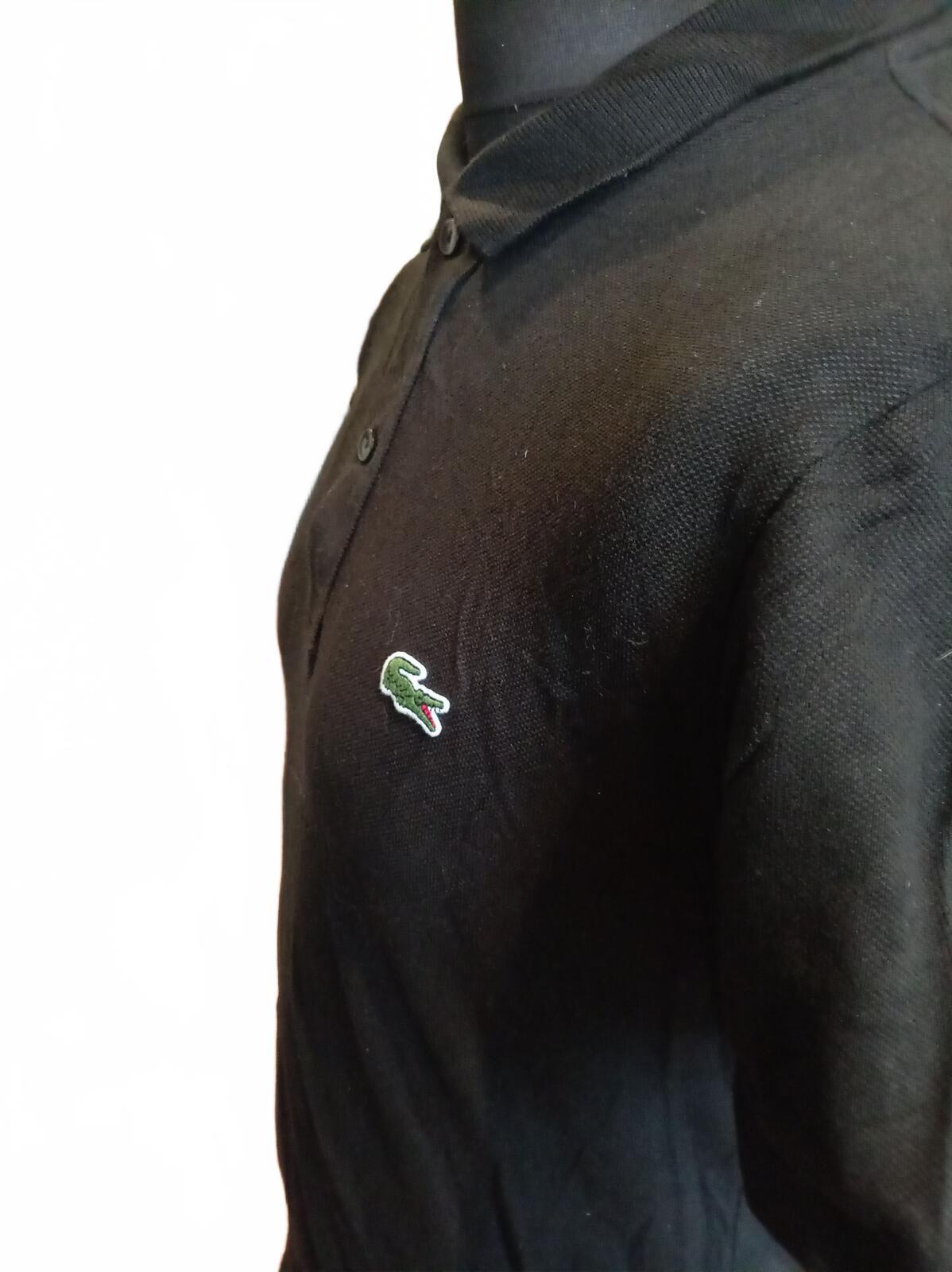 Lacoste Men's Polo Shirt Size 4 Medium M Black Slim Fit Short Sleeve Pique Croc