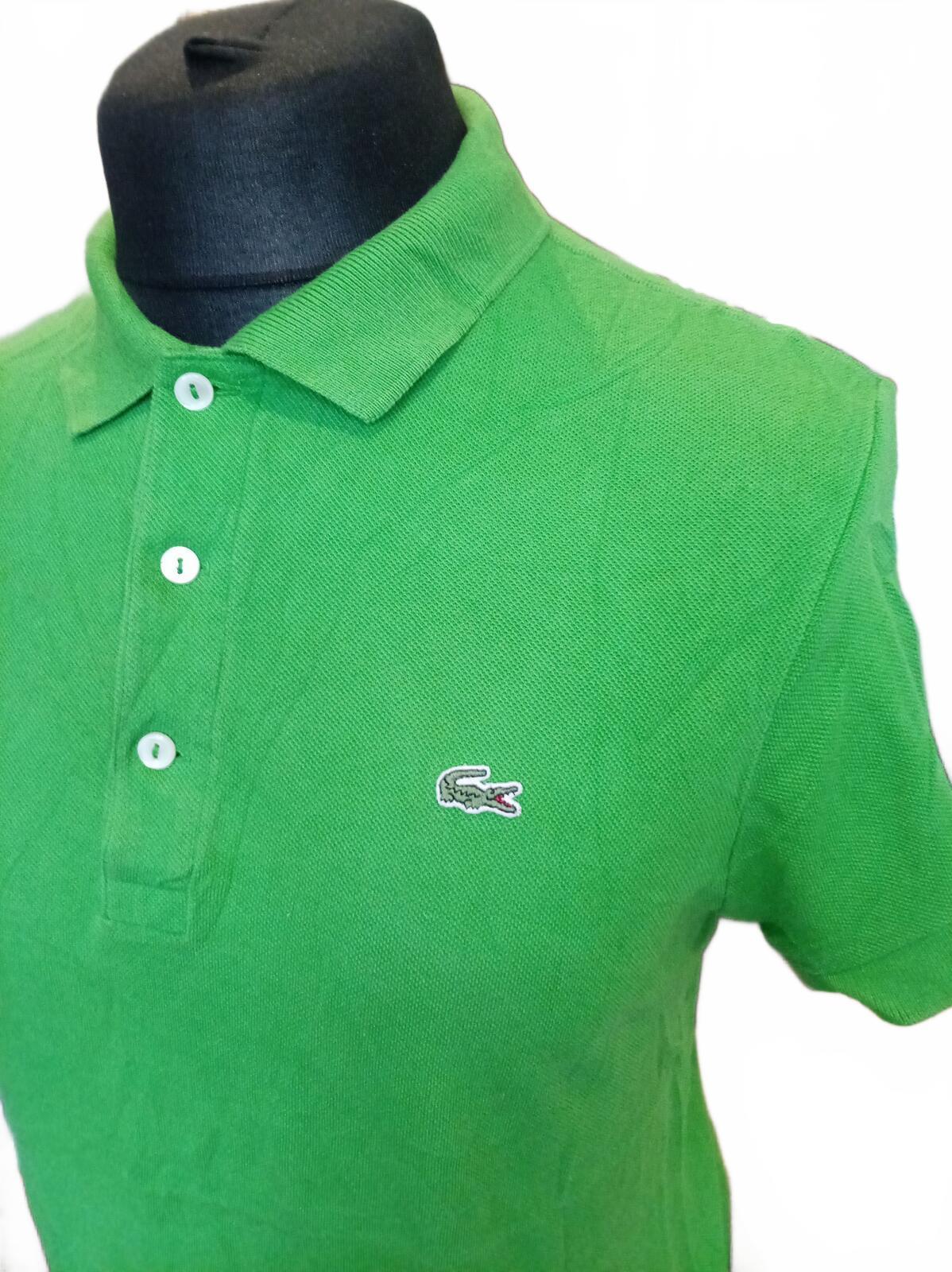 Lacoste Men's Polo Shirt Size 4 Medium M Green Short Sleeve Classic Pique Croc