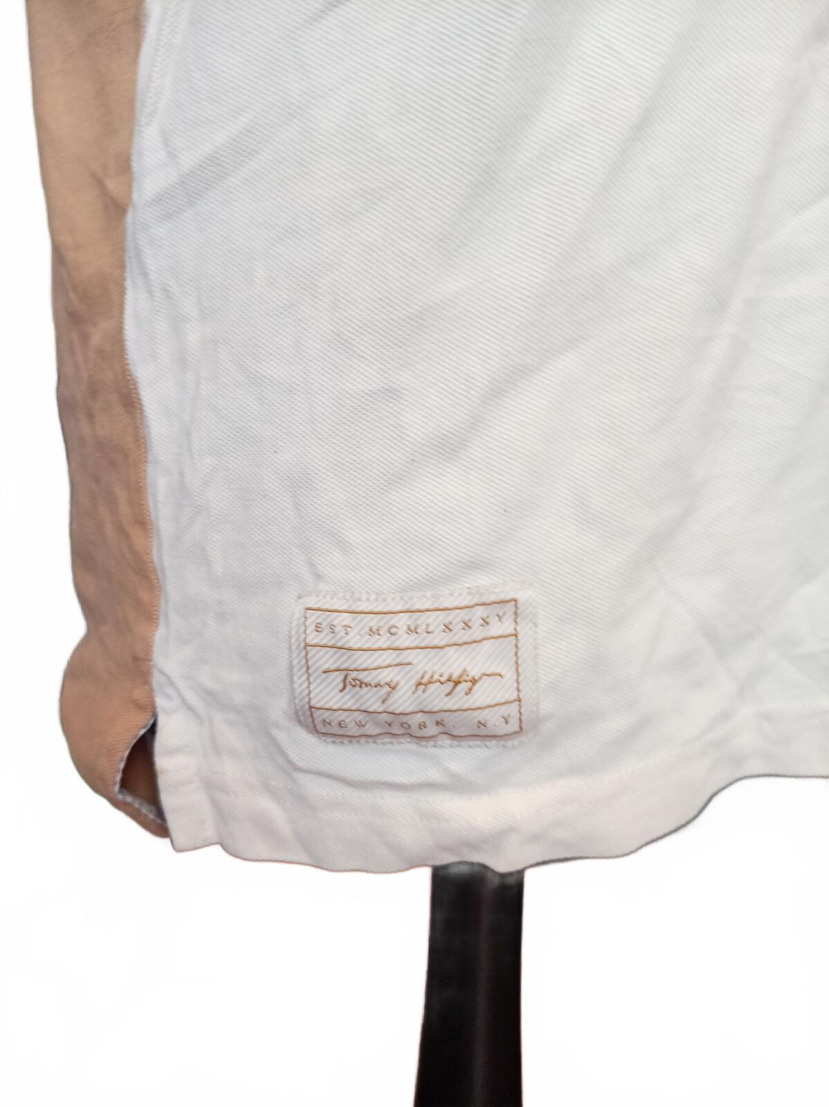 Tommy Hilfiger Men's Polo Medium M Vintage Colourblock big Flag Logo Beige