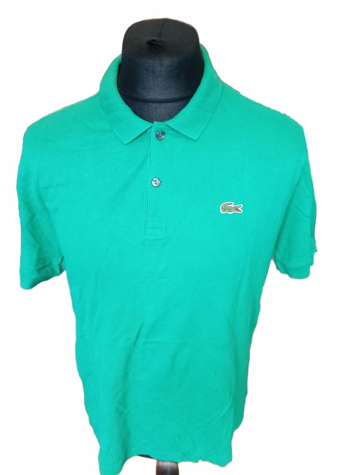 Lacoste L!VE Men's Polo Shirt Size 7 XXL Extra Large Green Pique Slim Fit Croc