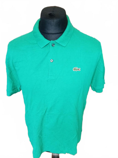 Lacoste L!VE Men's Polo Shirt Size 7 XXL Extra Large Green Pique Slim Fit Croc