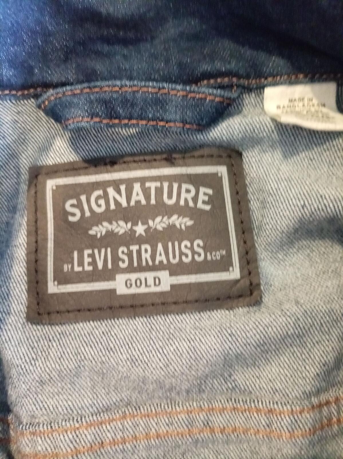 Signature by Levi Strauss Gold Men's Denim Jacket XXL 2XL Blue Trucker Jean