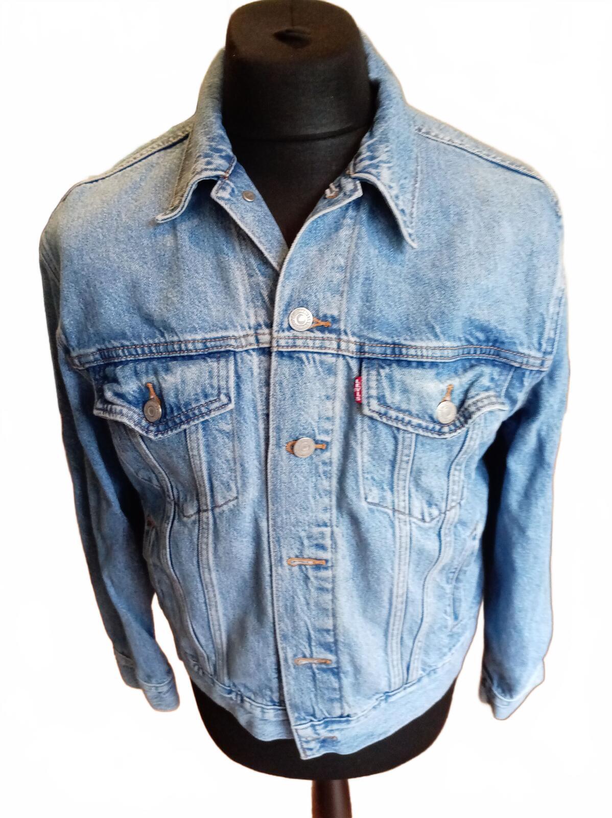Levi's Premium Women's Ex-Boyfriend Trucker Denim Jacket L Large Blue 20" P2P