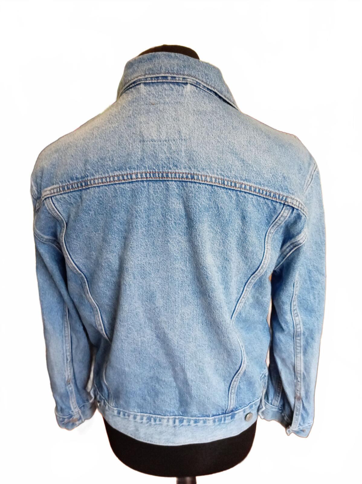 Levi's Premium Women's Ex-Boyfriend Trucker Denim Jacket L Large Blue 20" P2P