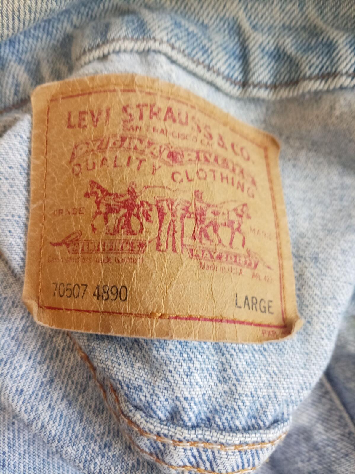 Levi’s 70507 Denim Jacket Large USA Made Vintage Blue Trucker 90s 4890