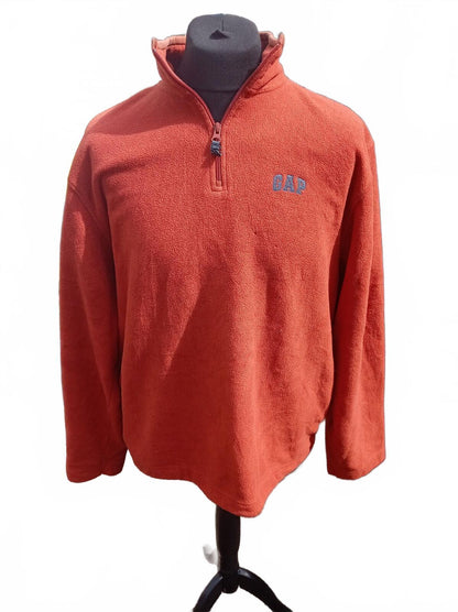 GAP Orange Quarter Zip Fleece Pullover Top - Large
