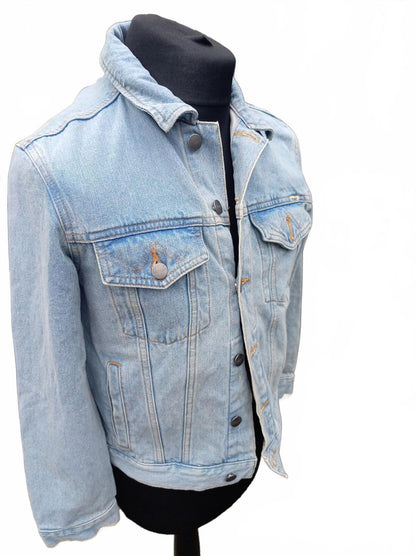 Wrangler Women’s Denim Jacket Size 12 Blue Fitted Western Style 100% Cotton