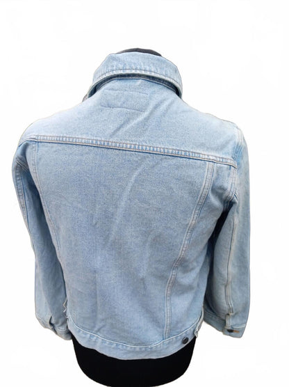 Wrangler Women’s Denim Jacket Size 12 Blue Fitted Western Style 100% Cotton