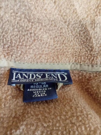 Lands’ End Women’s Fleece Vest M (10–12) Tan Zip Front Outdoor Layer