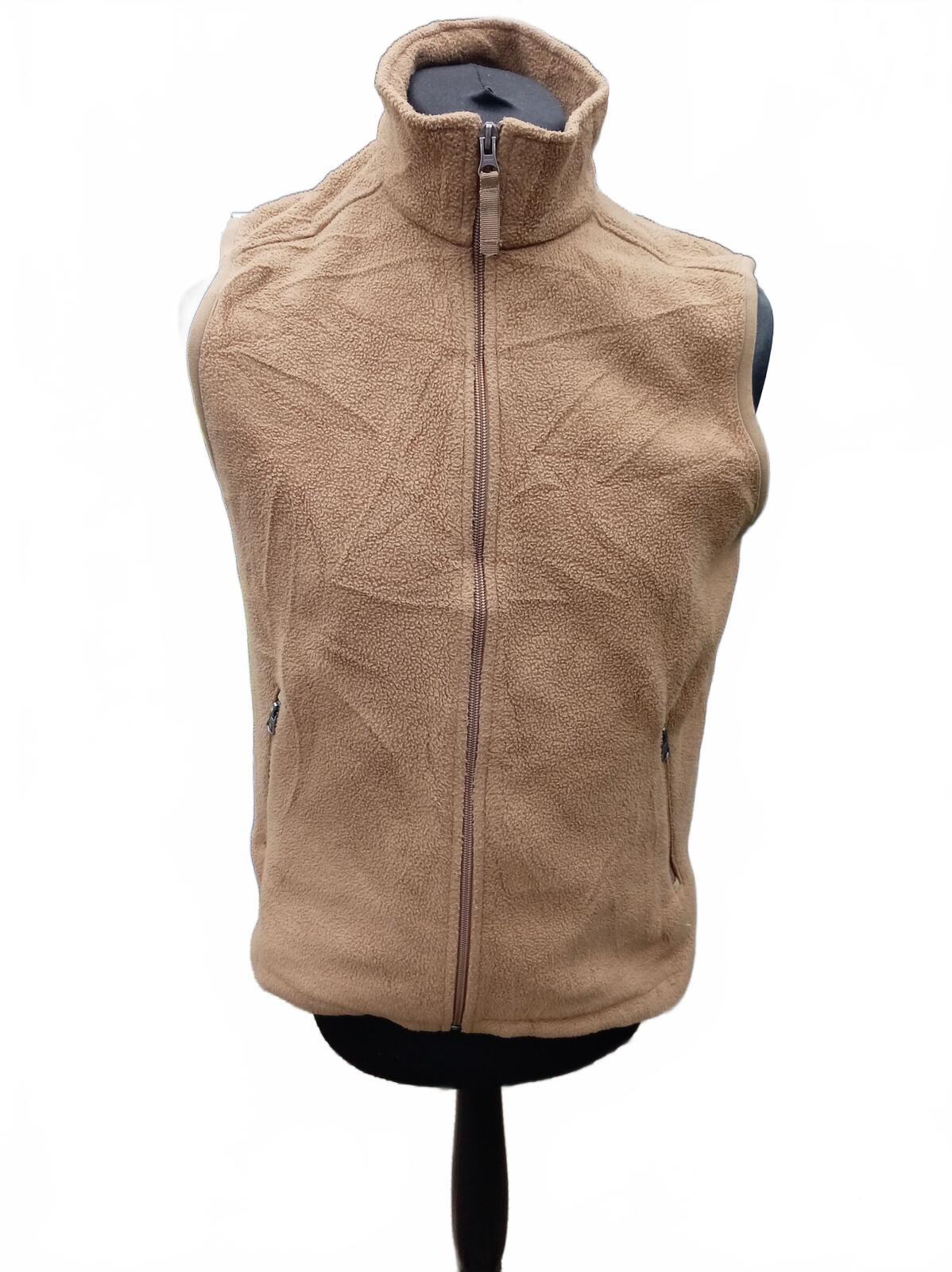 Lands’ End Women’s Fleece Vest M (10–12) Tan Zip Front Outdoor Layer