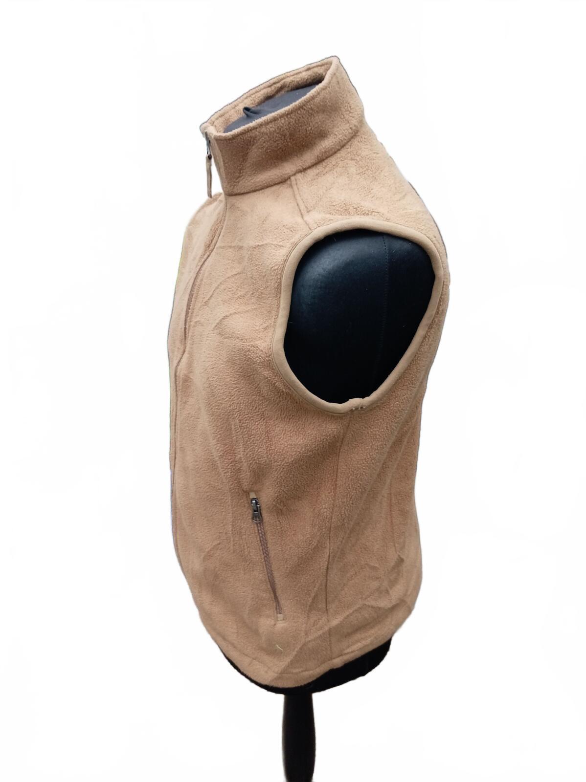 Lands’ End Women’s Fleece Vest M (10–12) Tan Zip Front Outdoor Layer