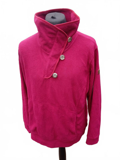 Berghaus Women’s Fleece Pullover UK 18 Pink Asymmetric Button Outdoor Hiking