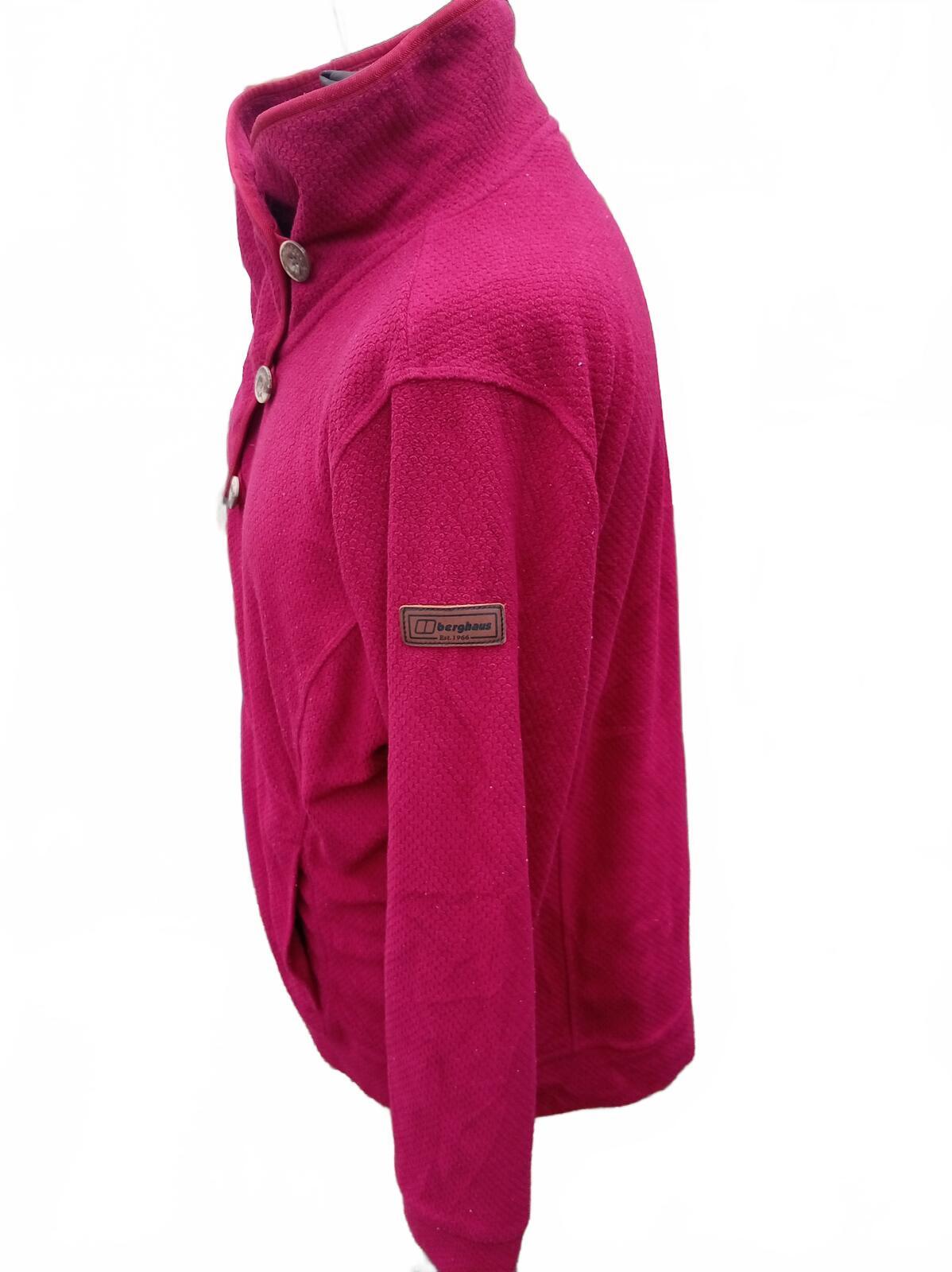Berghaus Women’s Fleece Pullover UK 18 Pink Asymmetric Button Outdoor Hiking