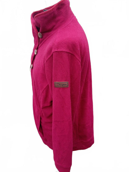 Berghaus Women’s Fleece Pullover UK 18 Pink Asymmetric Button Outdoor Hiking