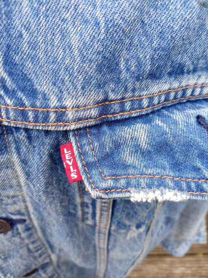 Levi’s Premium Denim Jacket XXL Striped Woven Back Panel Serape Western Style
